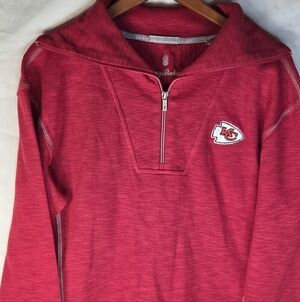 Kansas City Chiefs Pullover Mens Sz L Red NFL Football Tommy Bahama Quarter Zip